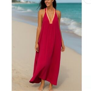 Magaschoni Fuchsia Halter Swim Cover-Up